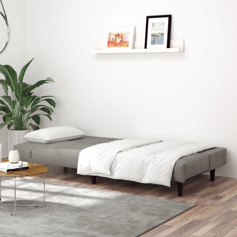 Casa si Gradina - Mobilier - Canapele si coltare - Canapele - Canapea extensibila cu 2 locuri, gri deschis, catifea - Infinity.ro