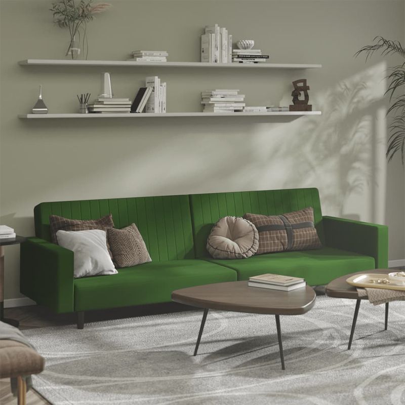 Casa si Gradina - Mobilier - Canapele si coltare - Canapele - Canapea extensibila cu 2 locuri, verde inchis, catifea - Infinity.ro