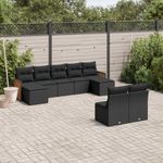Casa si Gradina - Gradina si terasa - Mobilier exterior - Seturi mobila gradina - Set mobilier de gradina cu perne, 9 piese, negru, poliratan - Infinity.ro