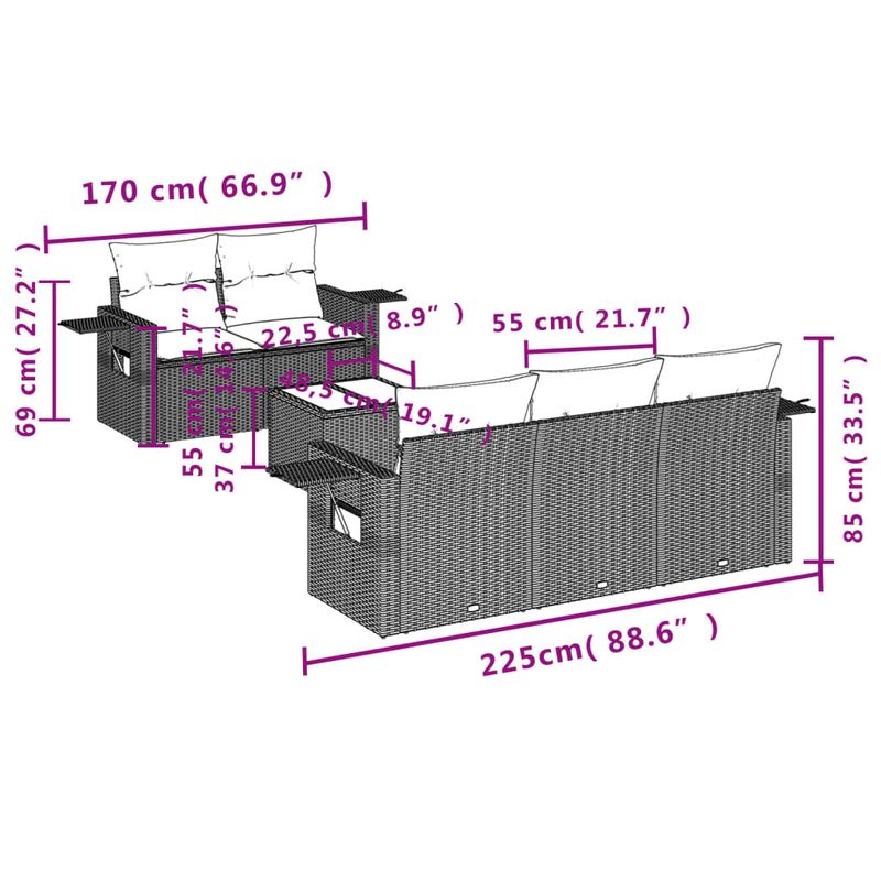 Casa si Gradina - Gradina si terasa - Mobilier exterior - Seturi mobila gradina - Set canapele de gradina cu perne, 6 piese, bej, poliratan - Infinity.ro