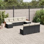 Casa si Gradina - Gradina si terasa - Mobilier exterior - Seturi mobila gradina - Set canapele de gradina cu perne, 10 piese, negru, poliratan - Infinity.ro