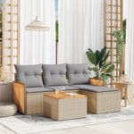 Casa si Gradina - Gradina si terasa - Mobilier exterior - Seturi mobila gradina - Set canapele de gradina cu perne, 5 piese, bej, poliratan - Infinity.ro