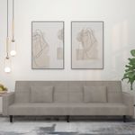Casa si Gradina - Mobilier - Canapele si coltare - Canapele - Canapea extensibila cu 2 locuri, 2 perne, gri deschis, catifea - Infinity.ro