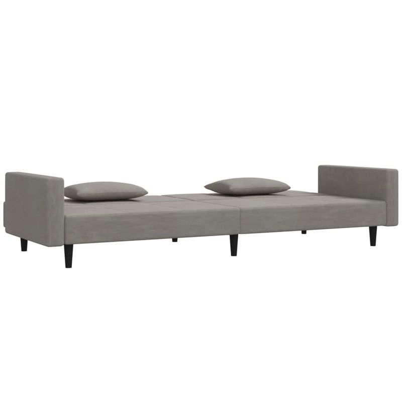 Casa si Gradina - Mobilier - Canapele si coltare - Canapele - Canapea extensibila cu 2 locuri, 2 perne, gri deschis, catifea - Infinity.ro