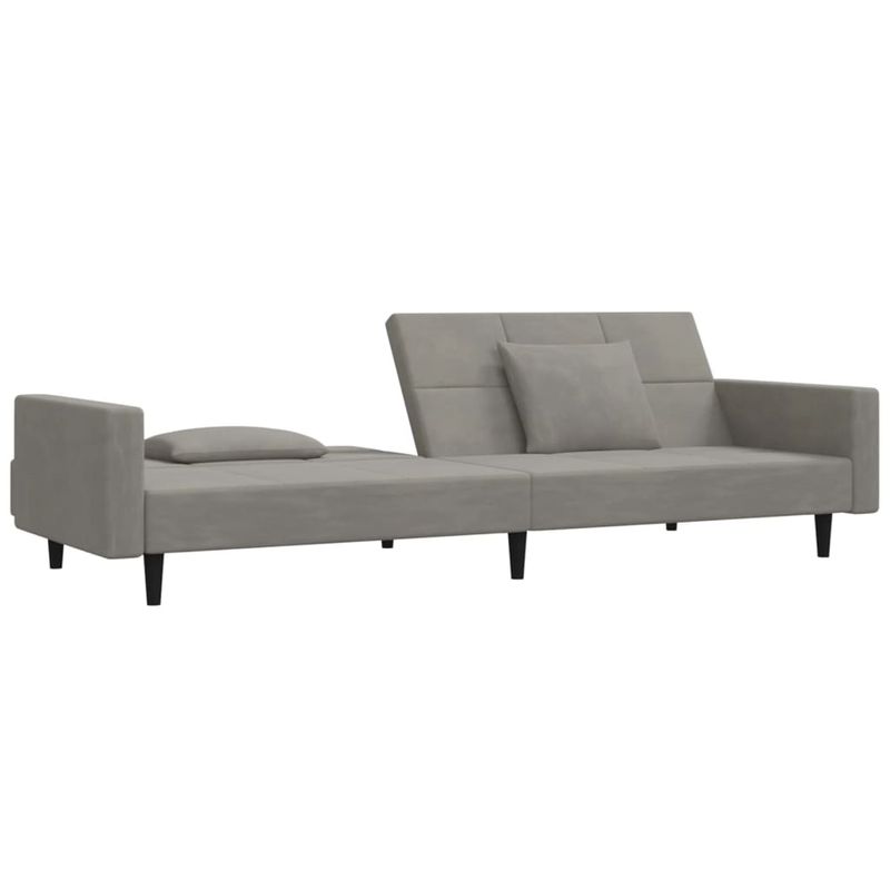 Casa si Gradina - Mobilier - Canapele si coltare - Canapele - Canapea extensibila cu 2 locuri, 2 perne, gri deschis, catifea - Infinity.ro