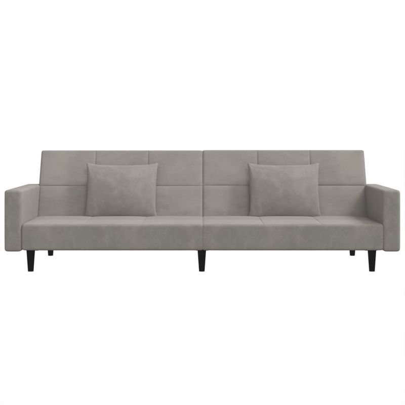 Casa si Gradina - Mobilier - Canapele si coltare - Canapele - Canapea extensibila cu 2 locuri, 2 perne, gri deschis, catifea - Infinity.ro