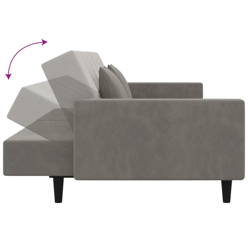 Casa si Gradina - Mobilier - Canapele si coltare - Canapele - Canapea extensibila cu 2 locuri, 2 perne, gri deschis, catifea - Infinity.ro