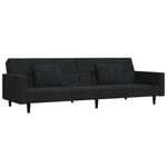 Casa si Gradina - Mobilier - Canapele si coltare - Canapele - Canapea extensibila cu 2 locuri, 2 perne, negru, catifea - Infinity.ro