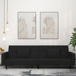 Casa si Gradina - Mobilier - Canapele si coltare - Canapele - Canapea extensibila cu 2 locuri, 2 perne, negru, catifea - Infinity.ro