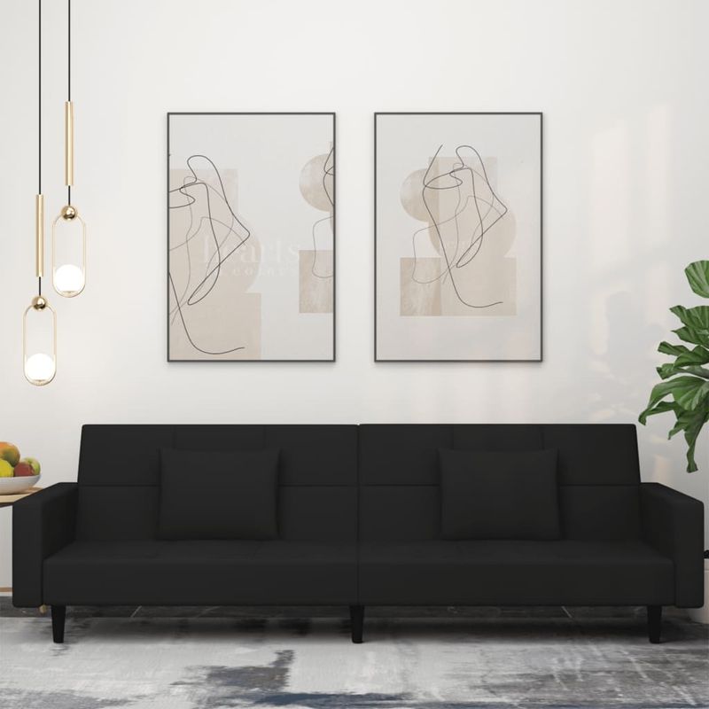 Casa si Gradina - Mobilier - Canapele si coltare - Canapele - Canapea extensibila cu 2 locuri, 2 perne, negru, catifea - Infinity.ro