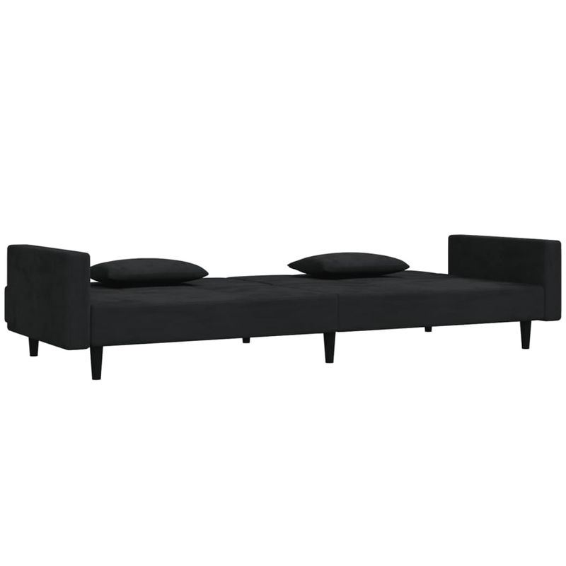 Casa si Gradina - Mobilier - Canapele si coltare - Canapele - Canapea extensibila cu 2 locuri, 2 perne, negru, catifea - Infinity.ro
