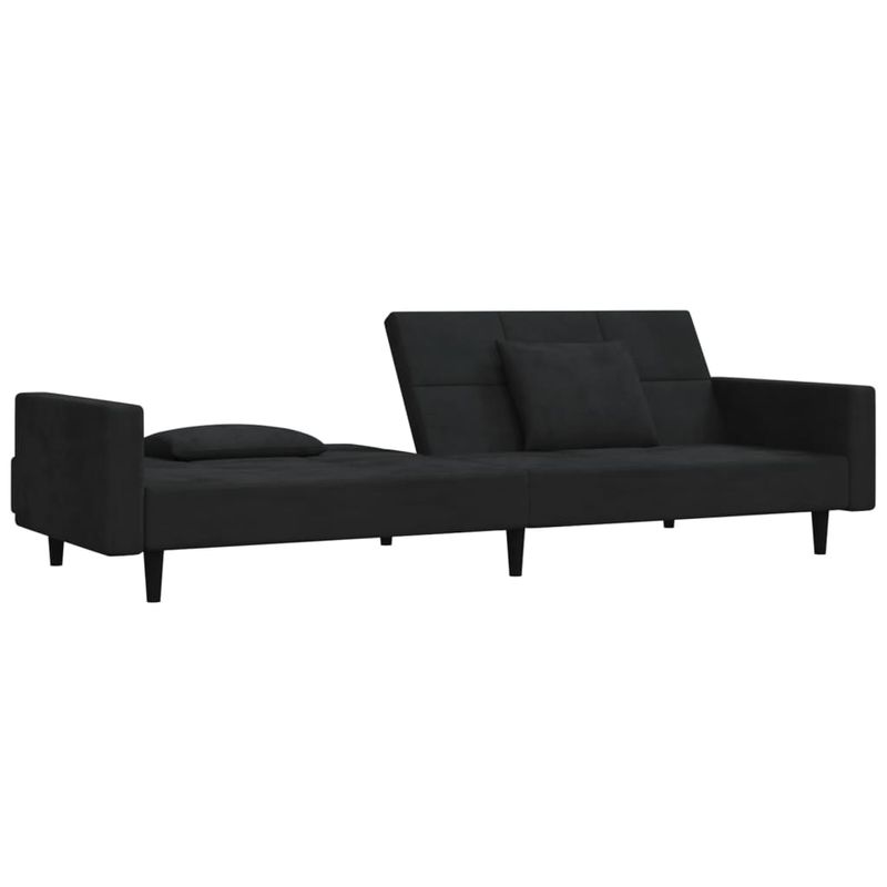 Casa si Gradina - Mobilier - Canapele si coltare - Canapele - Canapea extensibila cu 2 locuri, 2 perne, negru, catifea - Infinity.ro