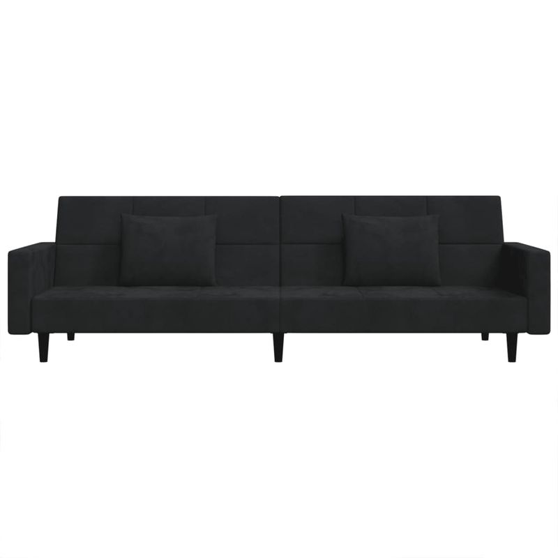 Casa si Gradina - Mobilier - Canapele si coltare - Canapele - Canapea extensibila cu 2 locuri, 2 perne, negru, catifea - Infinity.ro