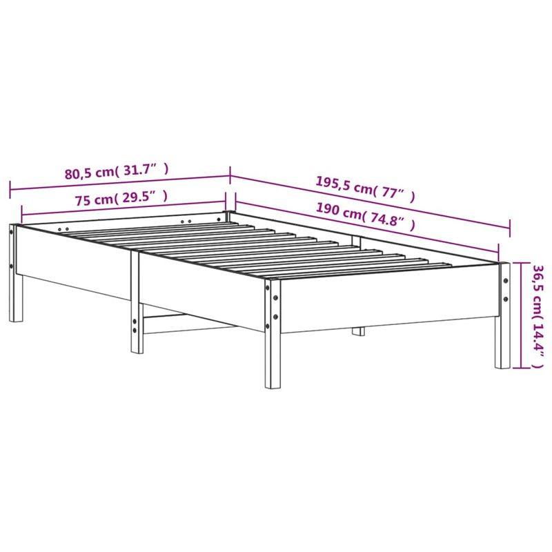 Casa si Gradina - Mobilier - Paturi si accesorii - Paturi - Cadru de pat, 75x190 cm, lemn masiv de pin - Infinity.ro