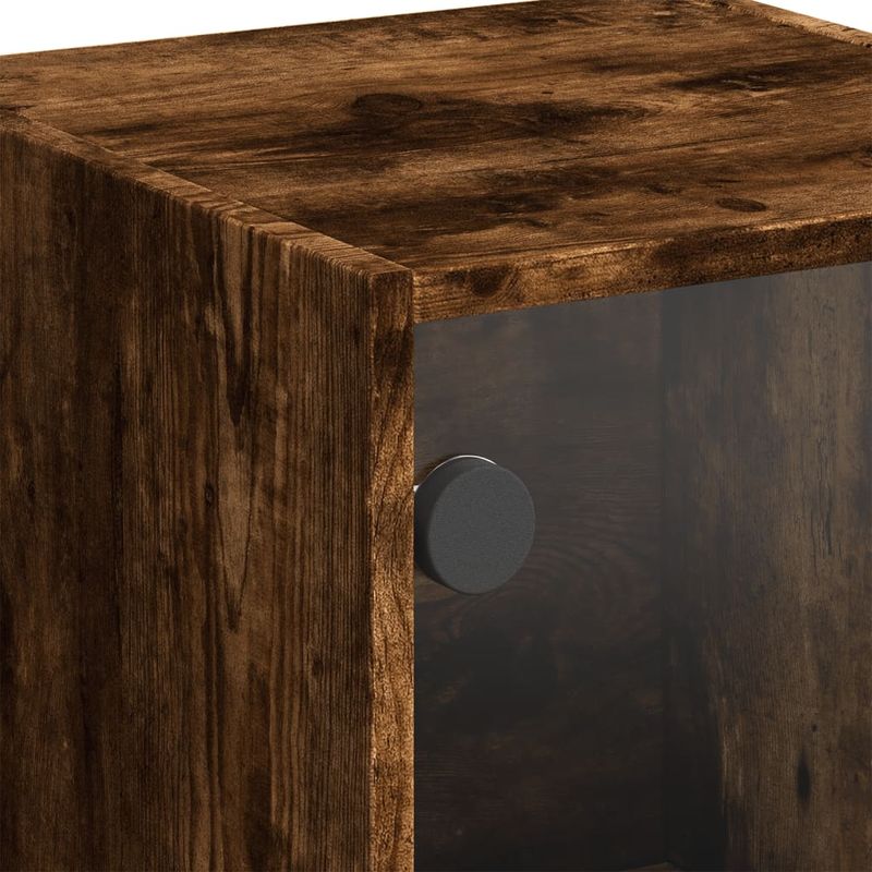 Casa si Gradina - Mobilier - Comode si corpuri - Comode - Dulap cu usi din sticla, stejar fumuriu, 35x37x109 cm - Infinity.ro