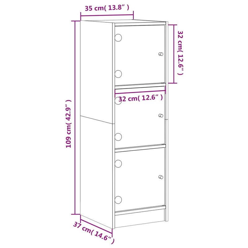 Casa si Gradina - Mobilier - Comode si corpuri - Comode - Dulap cu usi din sticla, stejar fumuriu, 35x37x109 cm - Infinity.ro