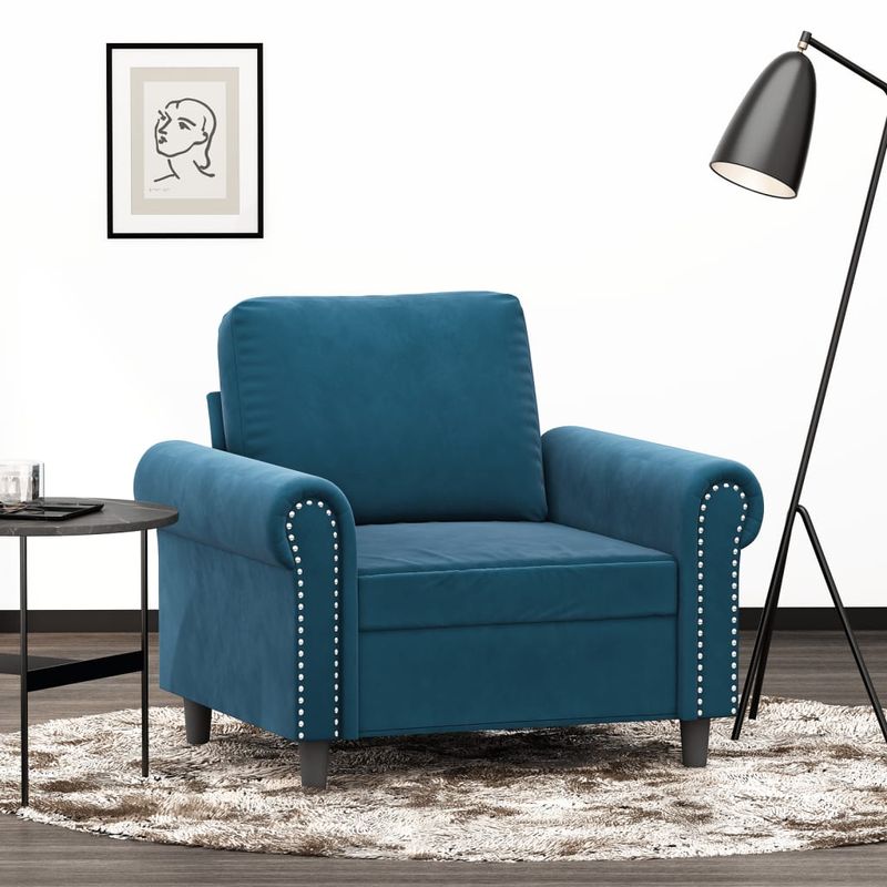 Casa si Gradina - Mobilier - Canapele si coltare - Canapele - Canapea de o persoana, Albastru, 60 cm, catifea - Infinity.ro