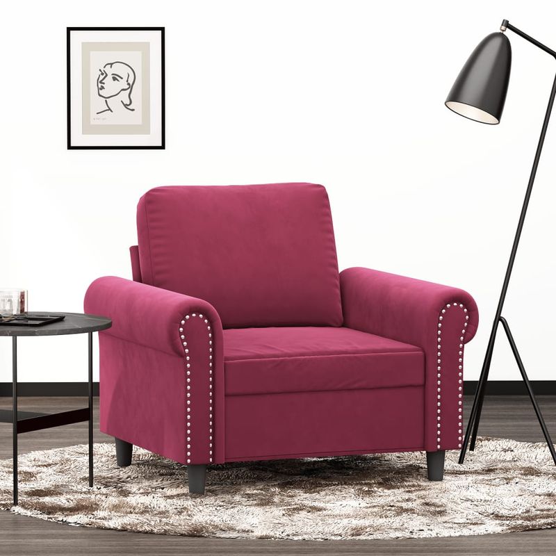 Casa si Gradina - Mobilier - Canapele si coltare - Canapele - Canapea de o persoana, rosu vin, 60 cm, catifea - Infinity.ro