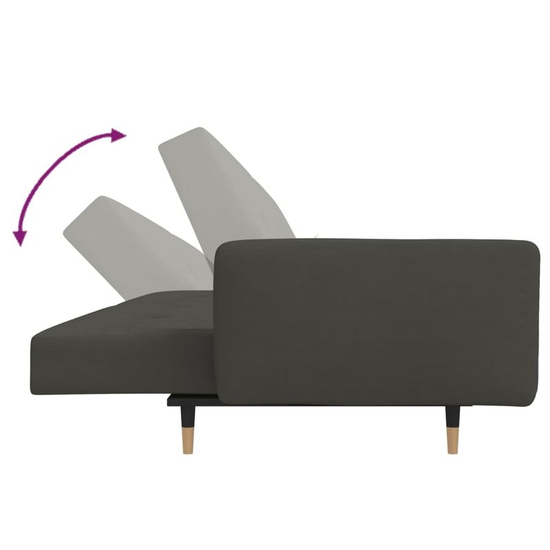 Casa si Gradina - Mobilier - Canapele si coltare - Canapele - Canapea extensibila cu 2 locuri, 2 perne, gri inchis, catifea - Infinity.ro