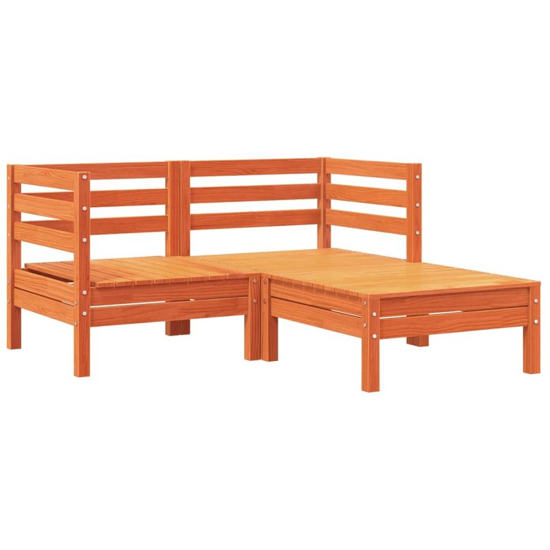 Casa si Gradina - Gradina si terasa - Mobilier exterior - Canapele si fotolii gradina - Canapea de gradina cu perne și taburet, 2 locuri, pin brun, model 2x corner + footrest - Infinity.ro