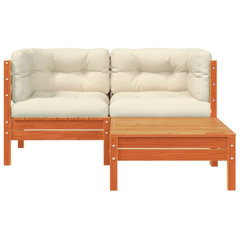 Casa si Gradina - Gradina si terasa - Mobilier exterior - Canapele si fotolii gradina - Canapea de gradina cu perne și taburet, 2 locuri, pin brun, model 2x corner + footrest - Infinity.ro