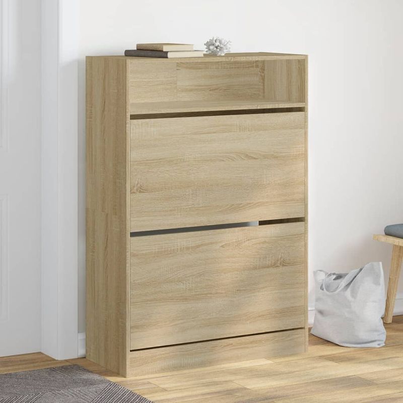 Casa si Gradina - Mobilier - Organizare si depozitare - Organizator incaltaminte - Pantofar cu 2 sertare rabatabile, stejar sonoma, 80x34x116 cm - Infinity.ro