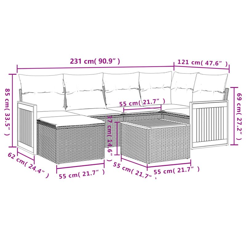 Casa si Gradina - Gradina si terasa - Mobilier exterior - Seturi mobila gradina - Set canapele de gradina, 7 piese, cu perne, bej, poliratan - Infinity.ro