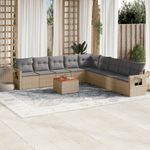 Casa si Gradina - Gradina si terasa - Mobilier exterior - Seturi mobila gradina - Set canapele de gradina, 10 piese, cu perne, bej, poliratan - Infinity.ro