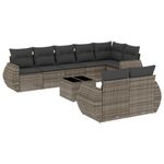 Casa si Gradina - Gradina si terasa - Mobilier exterior - Canapele si fotolii gradina - Set canapele de gradina, 9 piese, cu perne, gri, poliratan - Infinity.ro