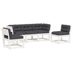 Casa si Gradina - Gradina si terasa - Mobilier exterior - Seturi mobila gradina - Set canapele de gradina cu perne 5 piese alb lemn masiv de pin - Infinity.ro