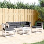 Casa si Gradina - Gradina si terasa - Mobilier exterior - Seturi mobila gradina - Set canapele de gradina cu perne 5 piese alb lemn masiv de pin - Infinity.ro
