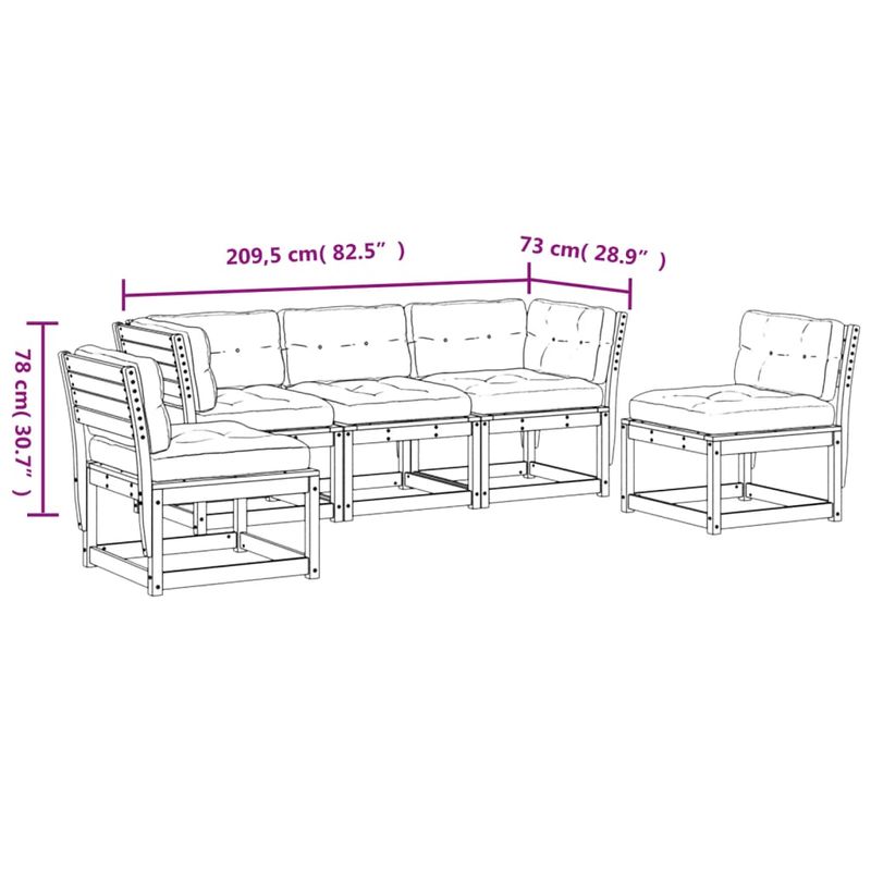 Casa si Gradina - Gradina si terasa - Mobilier exterior - Seturi mobila gradina - Set canapele de gradina cu perne 5 piese alb lemn masiv de pin - Infinity.ro