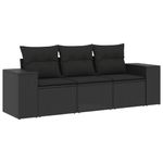 Casa si Gradina - Gradina si terasa - Mobilier exterior - Seturi mobila gradina - Set mobilier de gradina cu perne, 3 piese, negru, poliratan - Infinity.ro