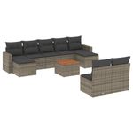 Casa si Gradina - Gradina si terasa - Mobilier exterior - Canapele si fotolii gradina - Set mobilier de gradina cu perne, 10 piese, gri, poliratan - Infinity.ro