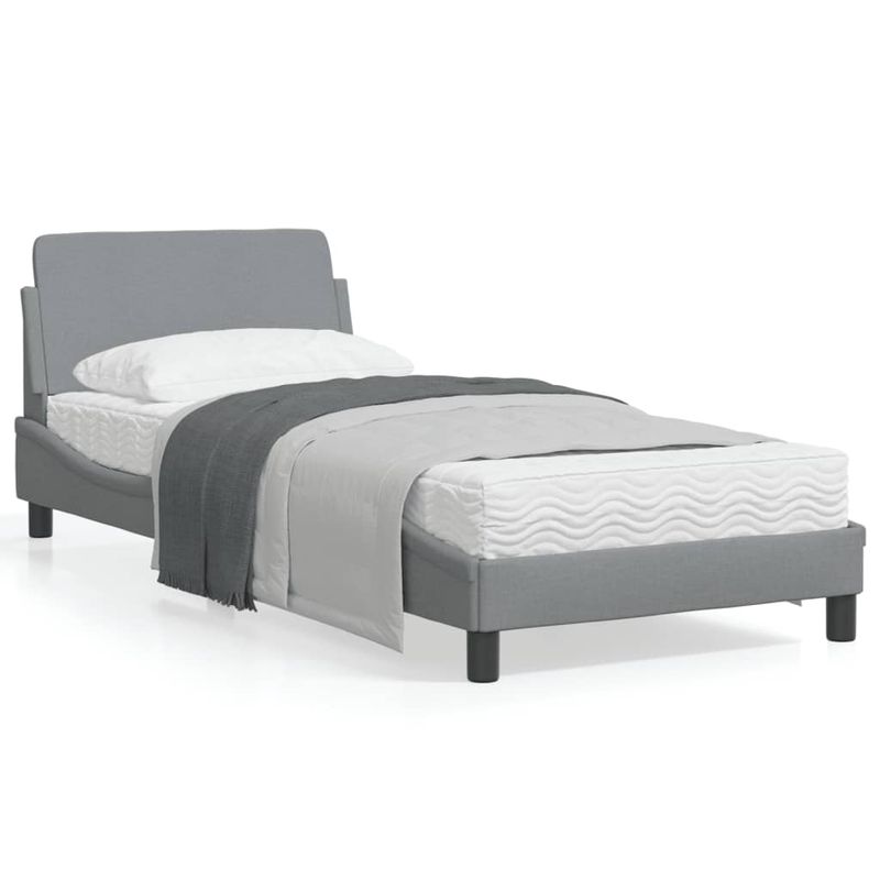 Casa si Gradina - Mobilier - Paturi si accesorii - Paturi - Cadru de pat cu tablie, gri deschis, 90x200 cm, textil - Infinity.ro