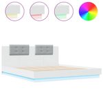 Casa si Gradina - Mobilier - Paturi si accesorii - Paturi - Cadru de pat cu tablie si lumini LED, alb, 180x200 cm - Infinity.ro
