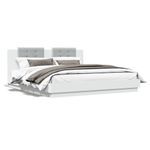 Casa si Gradina - Mobilier - Paturi si accesorii - Paturi - Cadru de pat cu tablie si lumini LED, alb, 180x200 cm - Infinity.ro