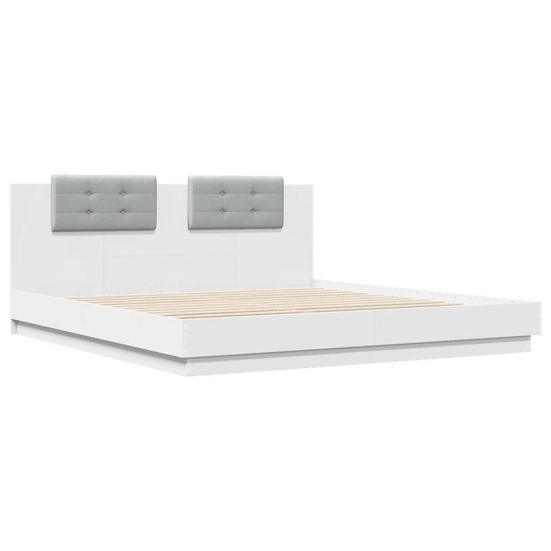 Casa si Gradina - Mobilier - Paturi si accesorii - Paturi - Cadru de pat cu tablie si lumini LED, alb, 180x200 cm - Infinity.ro