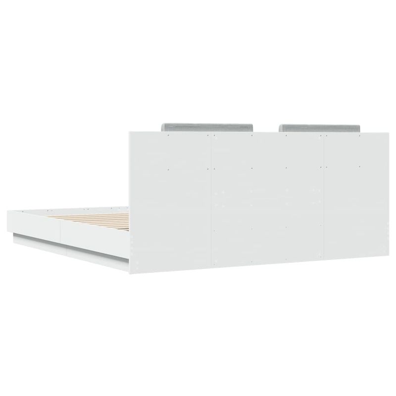 Casa si Gradina - Mobilier - Paturi si accesorii - Paturi - Cadru de pat cu tablie si lumini LED, alb, 180x200 cm - Infinity.ro