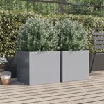 Casa si Gradina - Gradinarit si plante - Plante si ghivece - Ghivece si suporturi - Jardiniere, 2 buc., argintiu, 49x47x46 cm, otel galvanizat - Infinity.ro