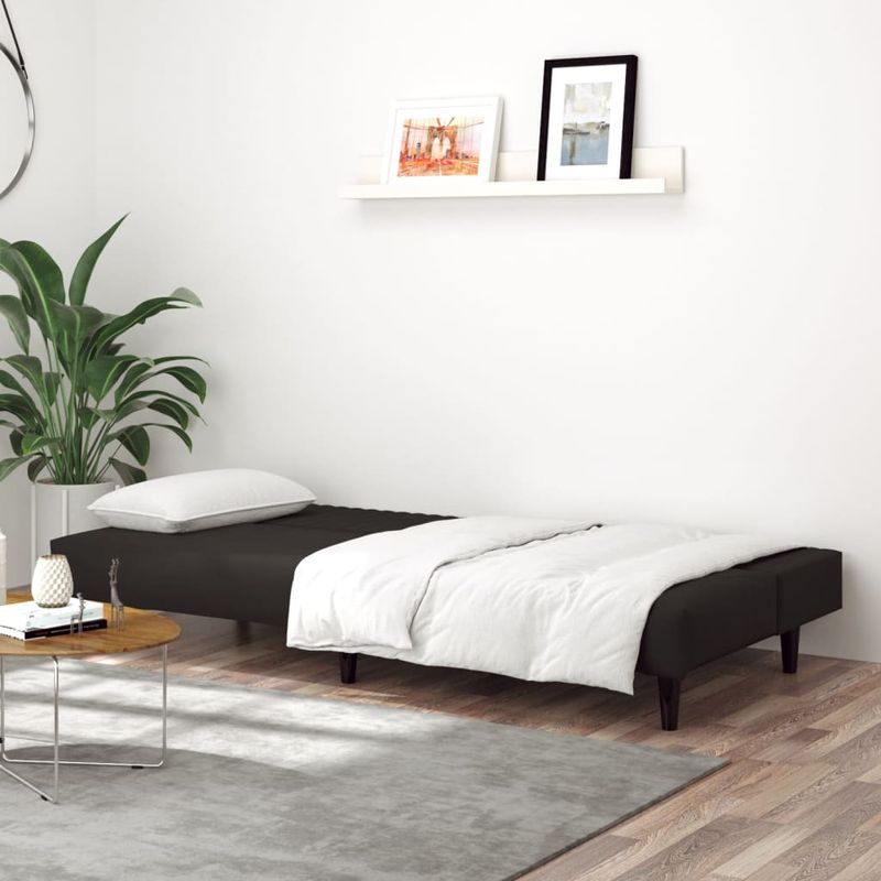 Casa si Gradina - Mobilier - Canapele si coltare - Canapele - Canapea extensibila cu 2 locuri, negru, catifea - Infinity.ro