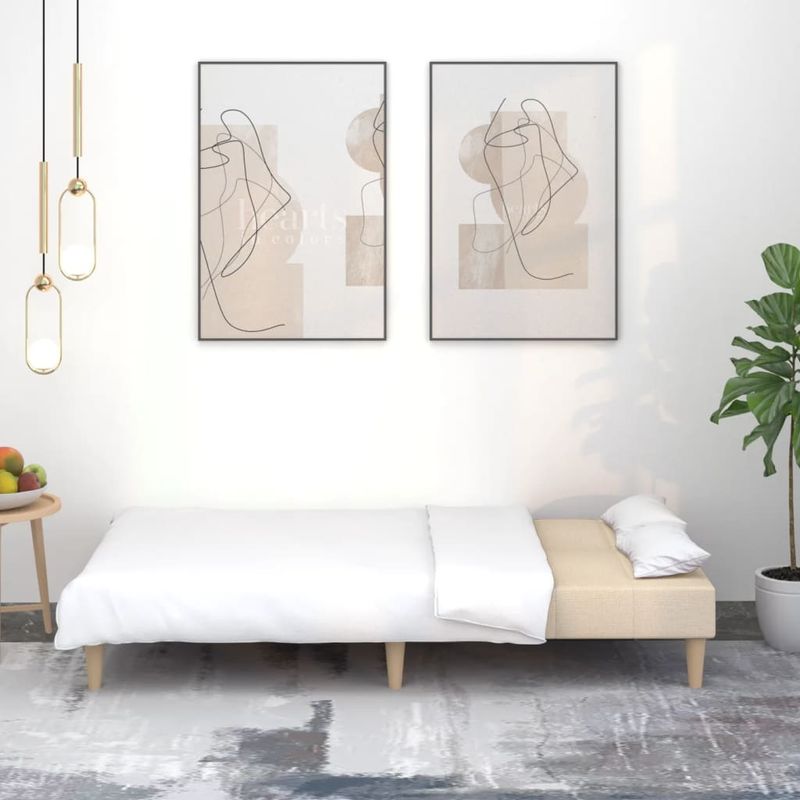 Casa si Gradina - Mobilier - Canapele si coltare - Canapele - Canapea extensibila cu 2 locuri, crem, material textil - Infinity.ro