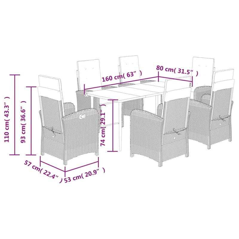 Casa si Gradina - Gradina si terasa - Mobilier exterior - Seturi mobila gradina - Set mobilier de gradina cu perne, 7 piese gri deschis poliratan - Infinity.ro