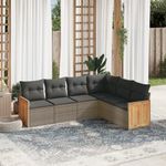 Casa si Gradina - Gradina si terasa - Mobilier exterior - Seturi mobila gradina - Set mobilier gradina cu perne, 6 piese, gri, poliratan - Infinity.ro