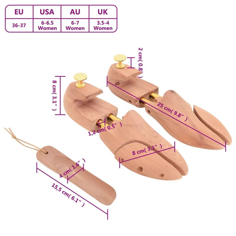 Market - Spalare si intretinere rufe - Produse intretinere Incaltaminte - Perii si alte accesorii - Dispozitiv largire pantofi cu incaltator, EU 36-37, lemn cedru, model cu buton - Infinity.ro
