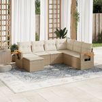 Casa si Gradina - Gradina si terasa - Mobilier exterior - Seturi mobila gradina - Set canapele de gradina, 7 piese, cu perne, bej, poliratan - Infinity.ro