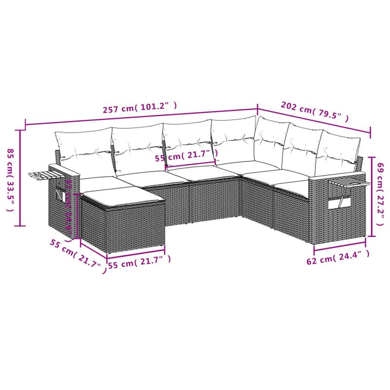 Casa si Gradina - Gradina si terasa - Mobilier exterior - Seturi mobila gradina - Set canapele de gradina, 7 piese, cu perne, bej, poliratan - Infinity.ro
