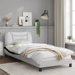 Casa si Gradina - Mobilier - Paturi si accesorii - Paturi - Cadru de pat cu tablie alb si negru, 80x200 cm, piele ecologica - Infinity.ro