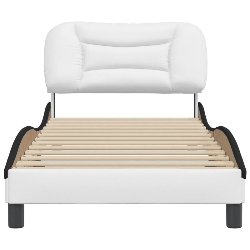 Casa si Gradina - Mobilier - Paturi si accesorii - Paturi - Cadru de pat cu tablie alb si negru, 80x200 cm, piele ecologica - Infinity.ro