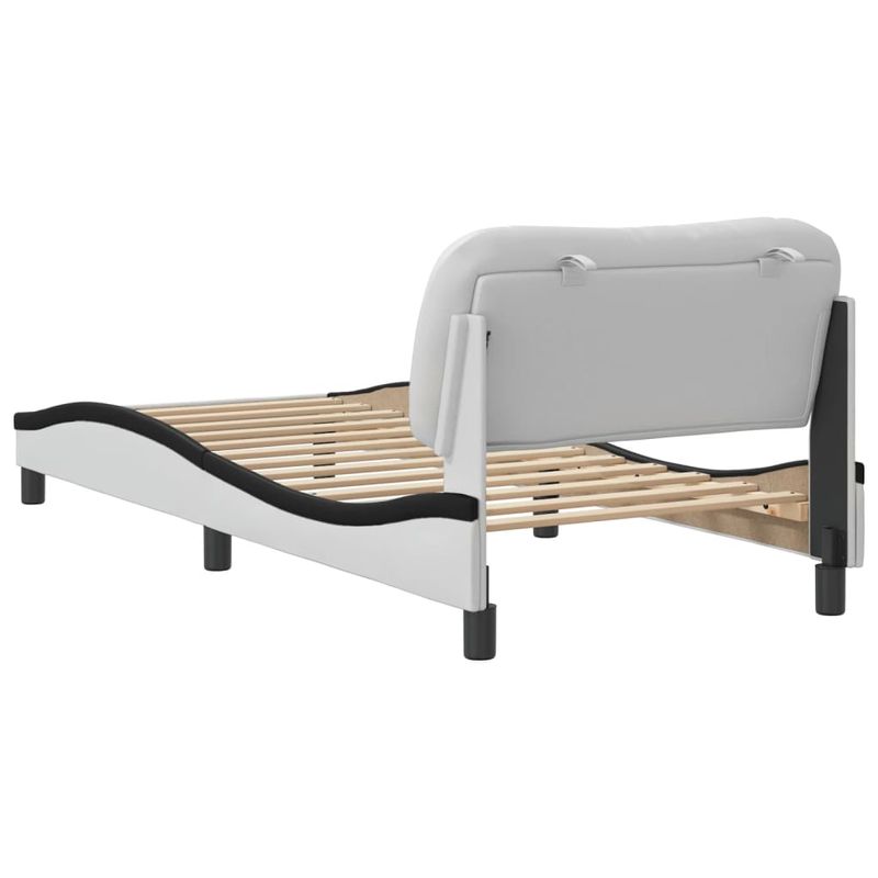 Casa si Gradina - Mobilier - Paturi si accesorii - Paturi - Cadru de pat cu tablie alb si negru, 80x200 cm, piele ecologica - Infinity.ro